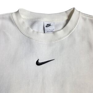 Nike Vtg 2000’s Oversized Center Swoosh Y2k Streetwear Sweatshirt White LARGE